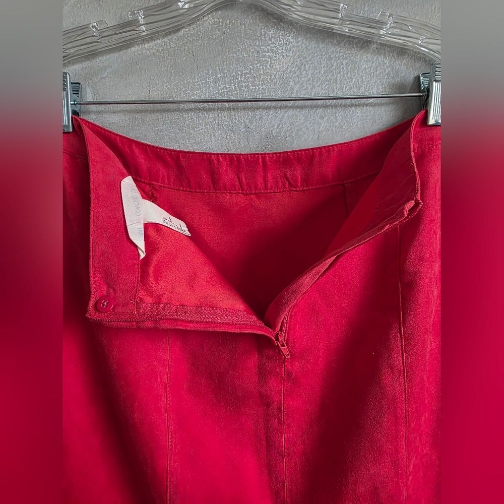 Red Faux Suede Long Fringe Maxi skirt H&M x Coachella Collection Sz 12 - Picture 9 of 12